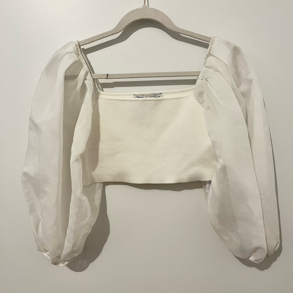 Zara white crop top